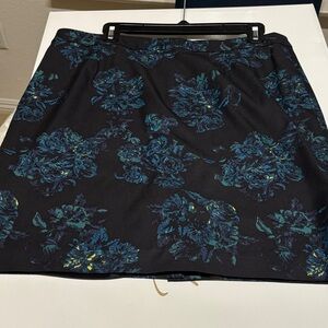 Halogen Black and Teal Floral Mini Skirt